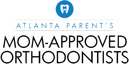 Atlanta Parent's Mom-Approved Orthodontists logo with tooth icon badge