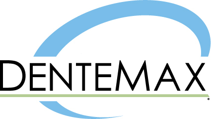 Dentemax logo featuring blue curved design elements with black text for pediatric dentistry and orthodontics.