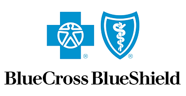 Blue Cross Blue Shield logo with blue cross and shield symbols on white background.