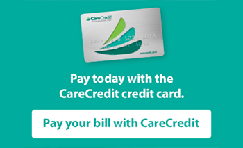 CareCredit credit card with payment button for dental office billing option